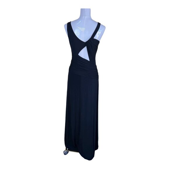 Laundry Shelli Segal Dress Black Sleeveless Ruched Criss Cross Maxi Size 10 - Picture 1 of 7